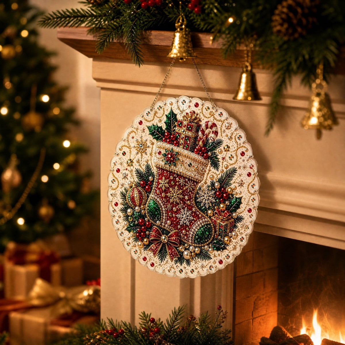 JWZZYD DIY Christmas Pearl Painting Art Kit with Frame, 9.8" Christmas Pearl Beads Art Craft Set, Gemstone Dots Beads for Holiday Christmas Wall Decor, Decoration Gift(Reindeer)
