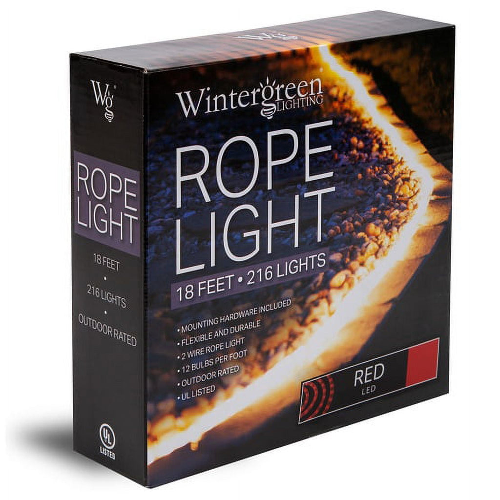18 ft. LED Warm White Rope Light Kit, 216 Lights, Connectable Ready-to-Install Christmas Decorative Party Lighting, Mounting Clips Included