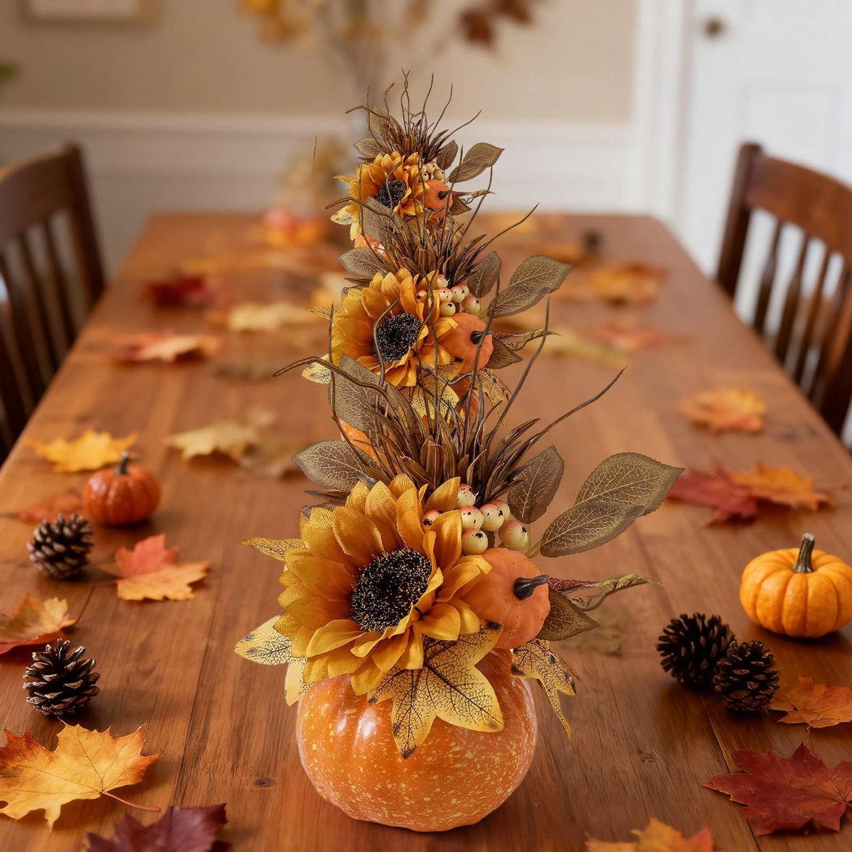 Clearance！Halloween decor, Halloween Indoor Decor, Halloween Decoration Indoor, Halloween Festival Large Pumpkin Ornament Home Decoration Desktop Maple Leaf Sunflower Ornament