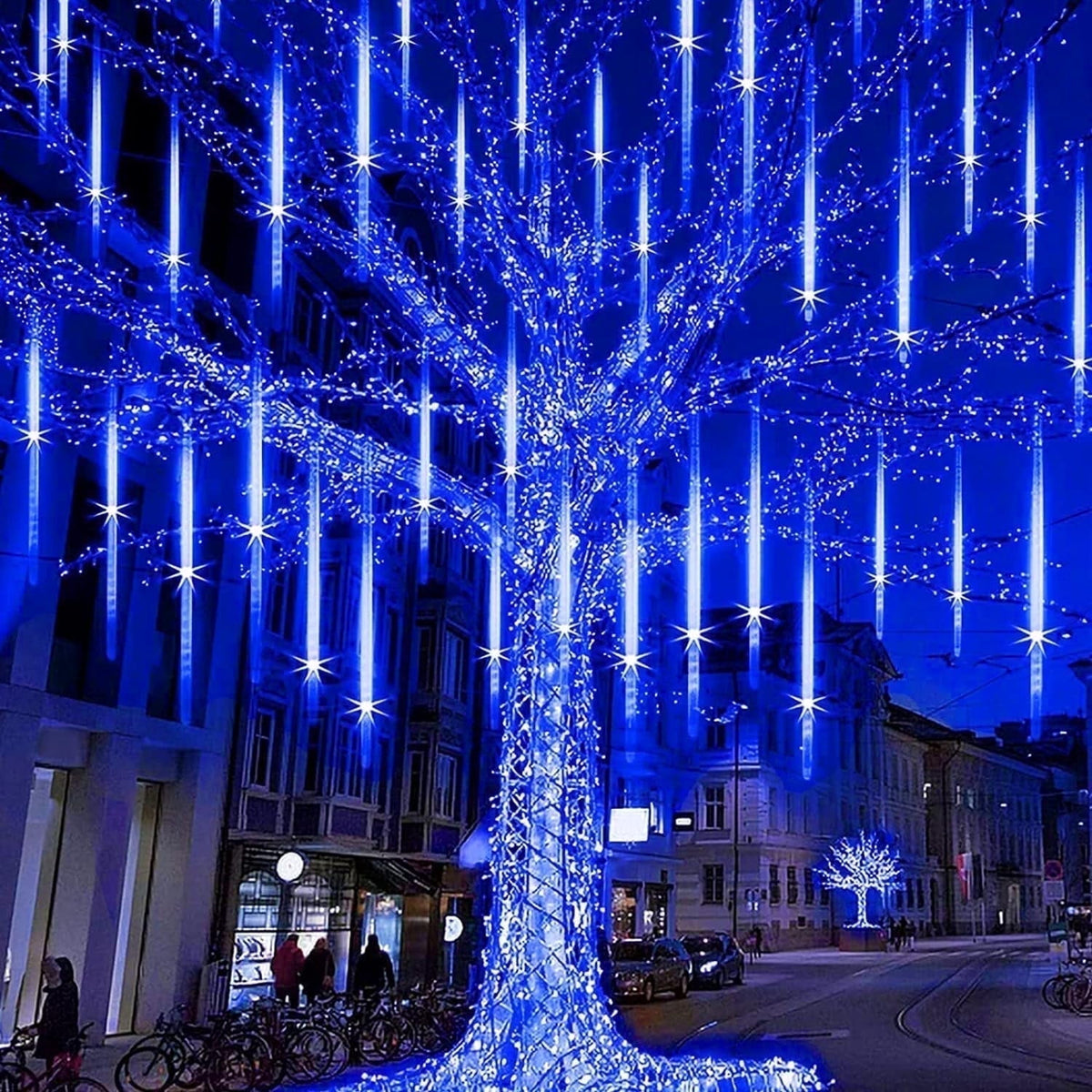 Scidweet Christmas String Lights, 20 inch 10 Tubes 540 LED Icicle Twinkle Meteor Shower Lights Outdoor for Christmas Halloween Holiday Party Home Decor, Blue