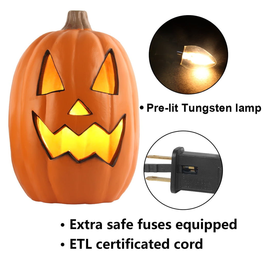 Gamexcel 3 Pack Light Up Jack O Lantern Pumpkins, 10/14/16 in Waterproof LED Halloween Decorations for Indoor Outdoor Porch Yard