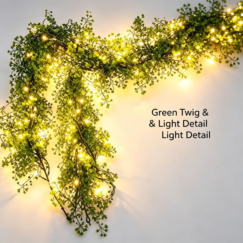 Halloween Black Garland with LED Lights 70.87 Inch Gothic Foliage for Mantel Stair Halloween Party Home Indoor Decor