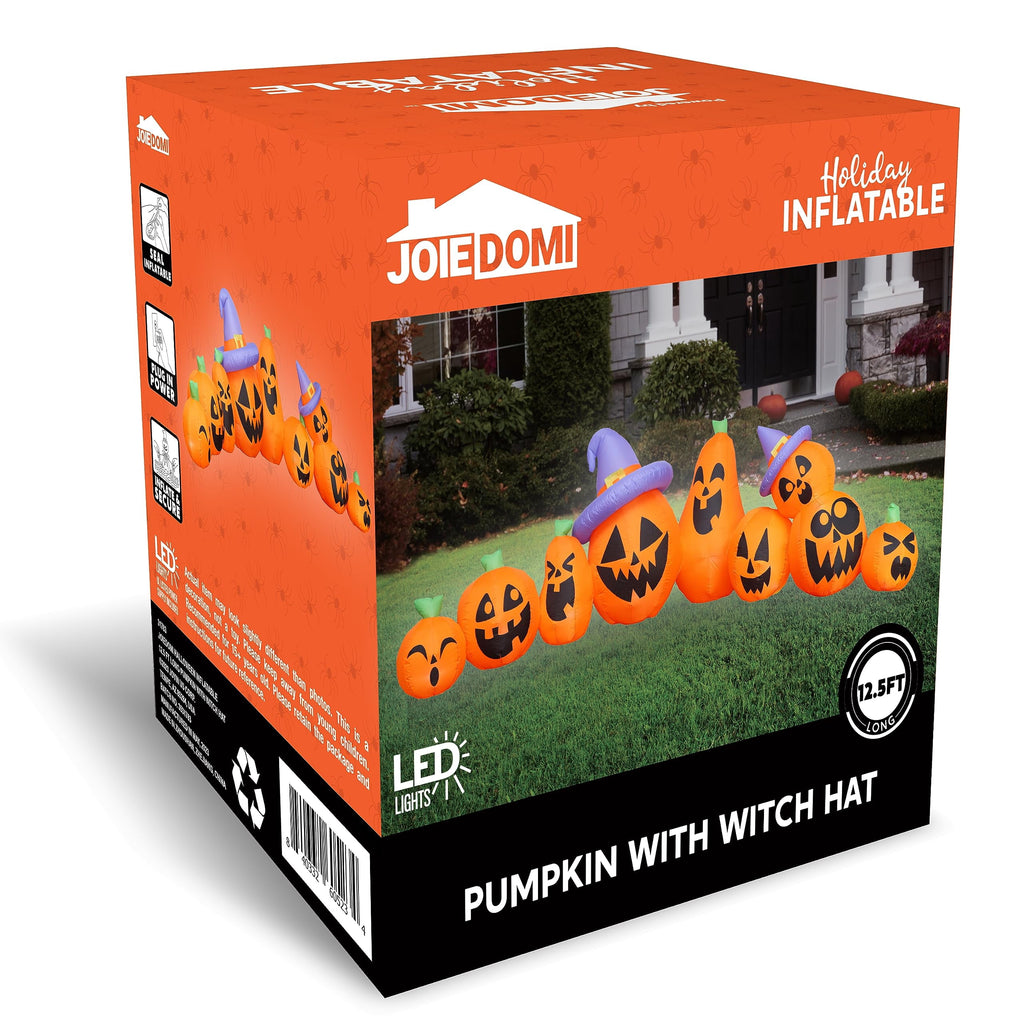 Joyfy 10 Ft Tall Halloween Inflatables Pumpkin,Giant Pumpki Blow Up Decor with Built-in LED Lights,Outdoor Decorations for Yard,Lawn,Garden