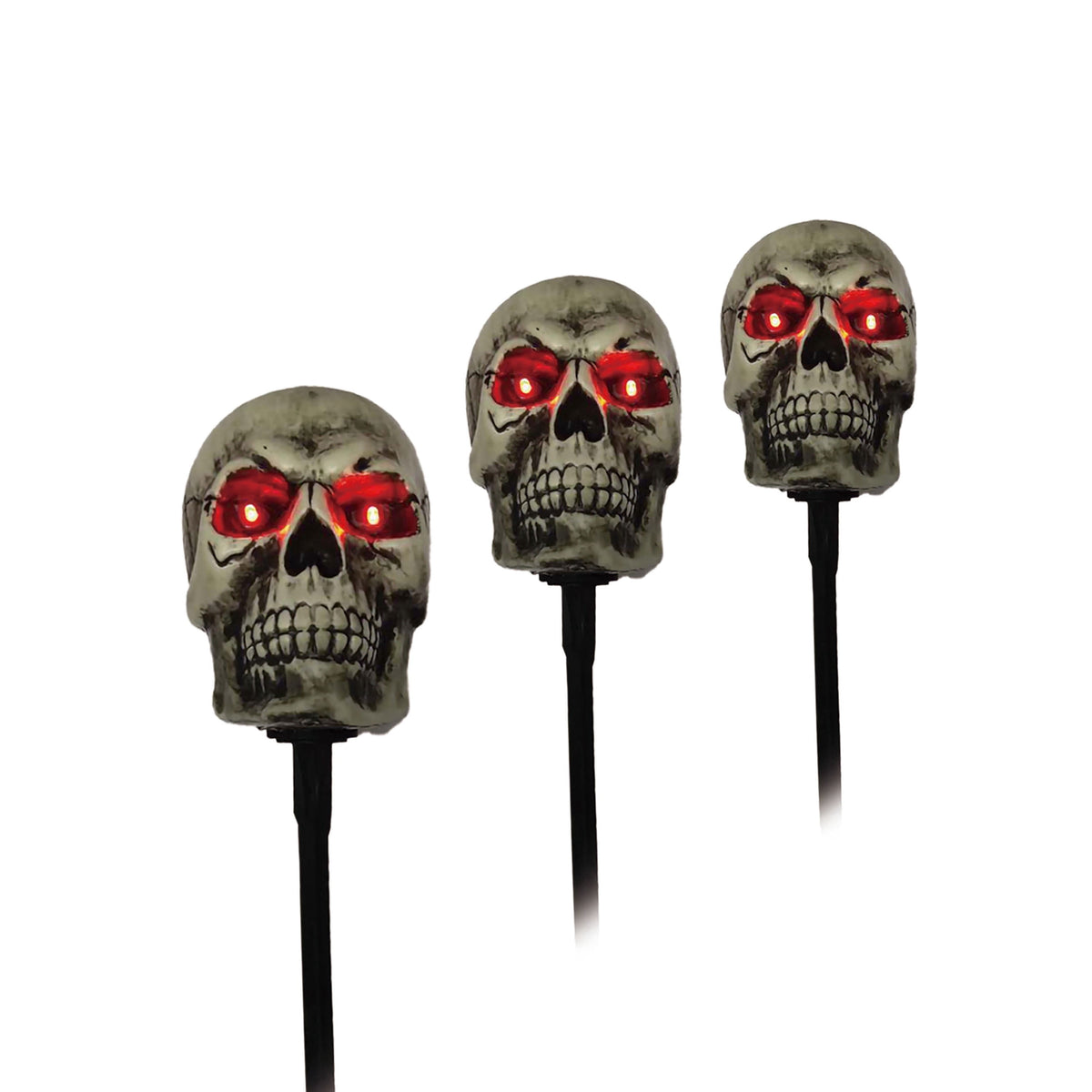 Outdoor Battery-Operated LED Skull Pathmarkers, 17", 3 Count, Halloween by Way To Celebrate