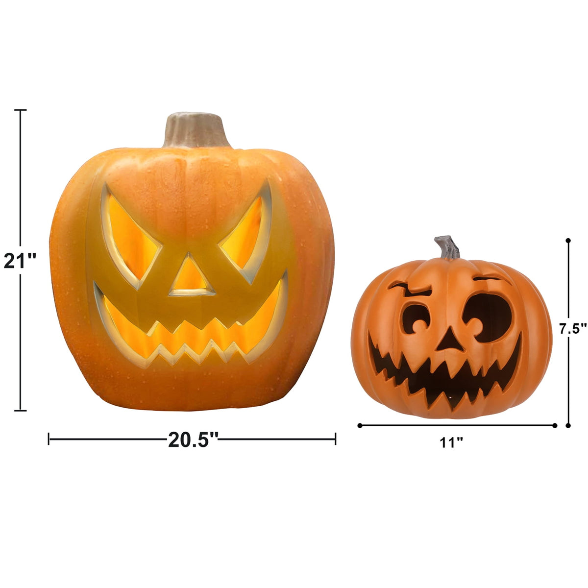 Gamexcel 3 Pack Light Up Jack O Lantern Pumpkins, 10/14/16 in Waterproof LED Halloween Decorations for Indoor Outdoor Porch Yard