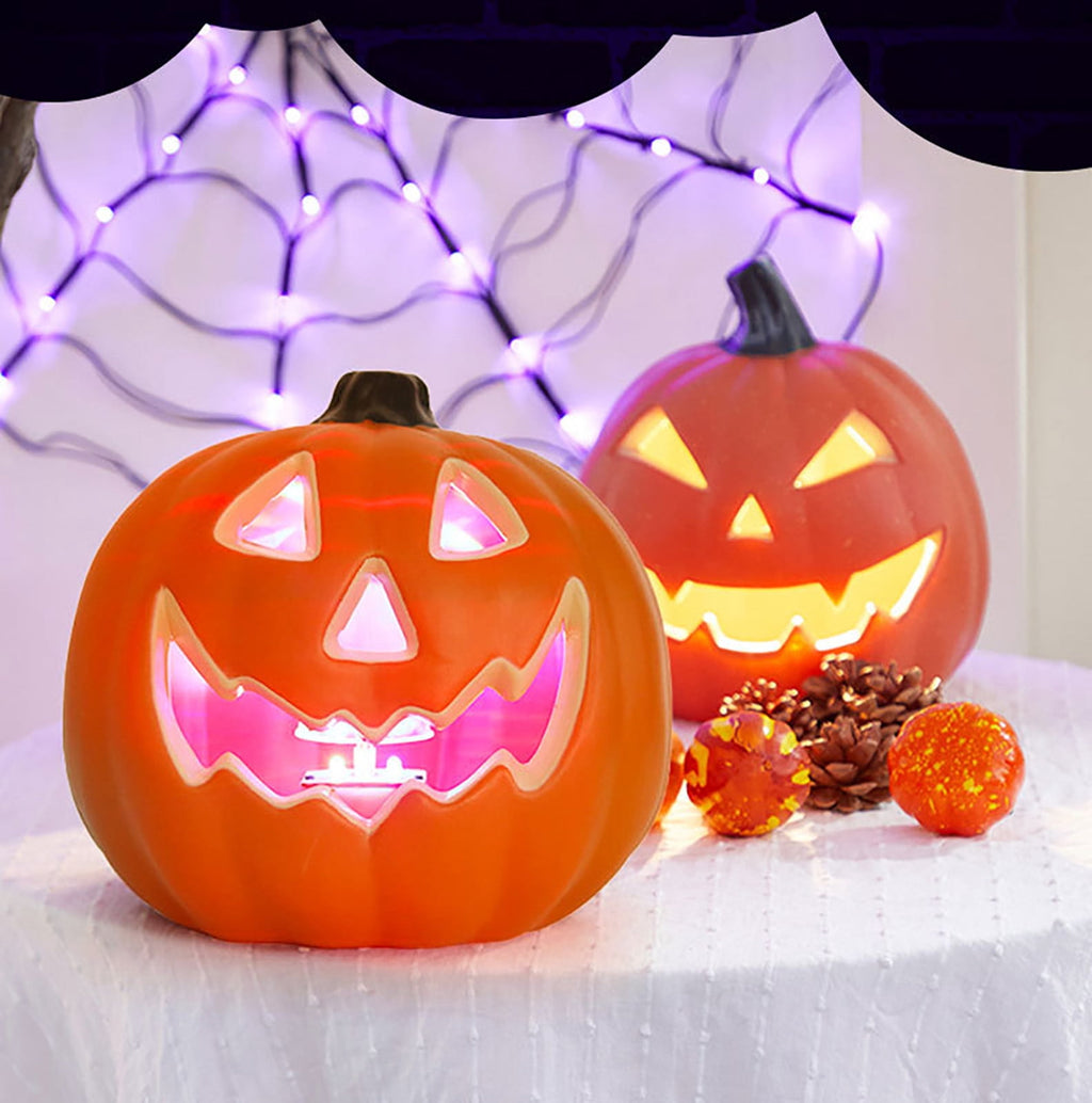 Halloween Pumpkin Lamp Light Decor,Battery Operated Halloween Jack-O-Lantern,Spooky Vintage LED Lighted Pumpkin Lights for Outdoor Indoor Tabletop Front Door Porch Garden Patio Yard