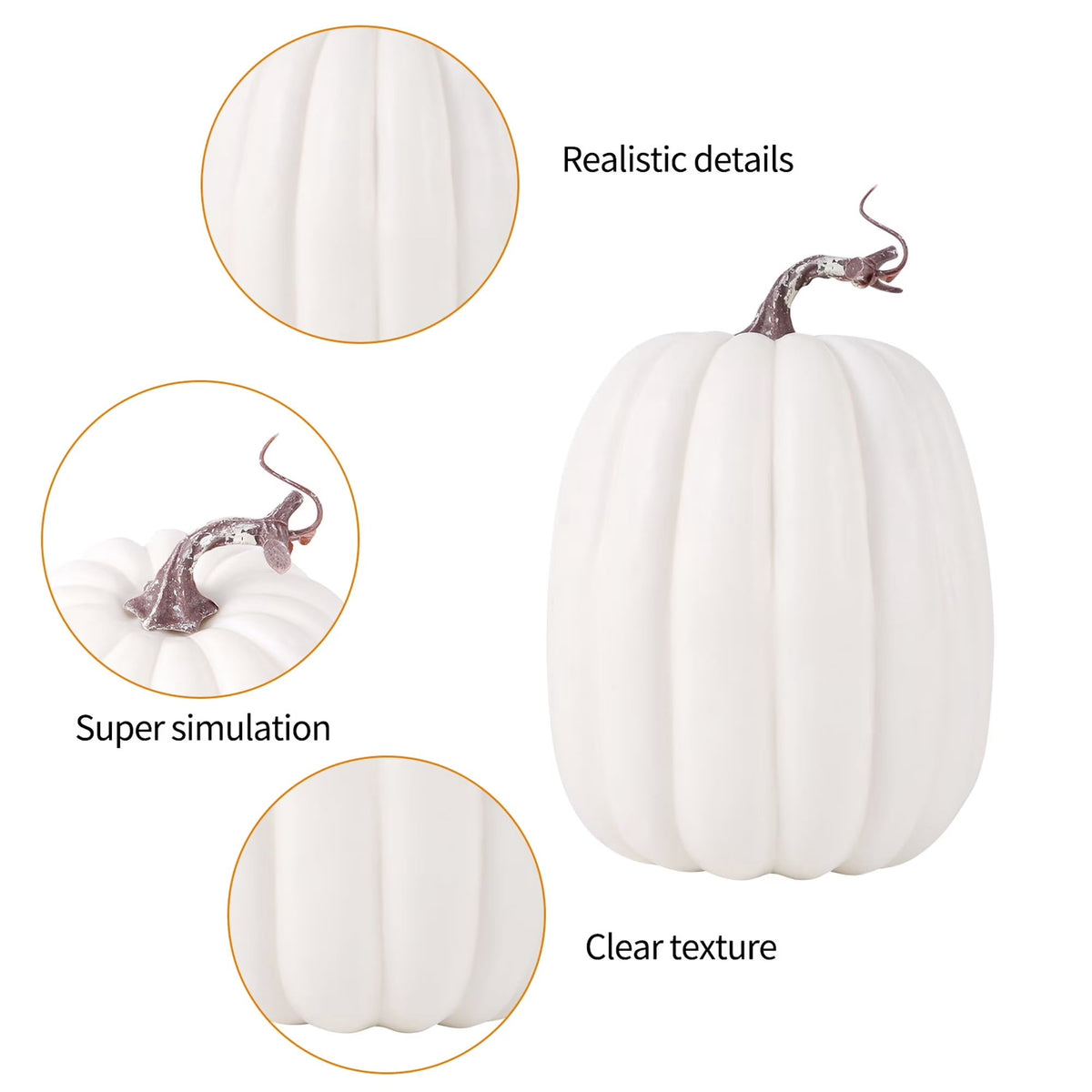 CQHVKQ 8 Inch Large Artificial Pumpkin Fall Decorations, Realistic Fake Harvest Pumpkin, Orange Gold Decorative Pumpkins for Table Centerpieces, Fall, Thanksgiving & Halloween DIY