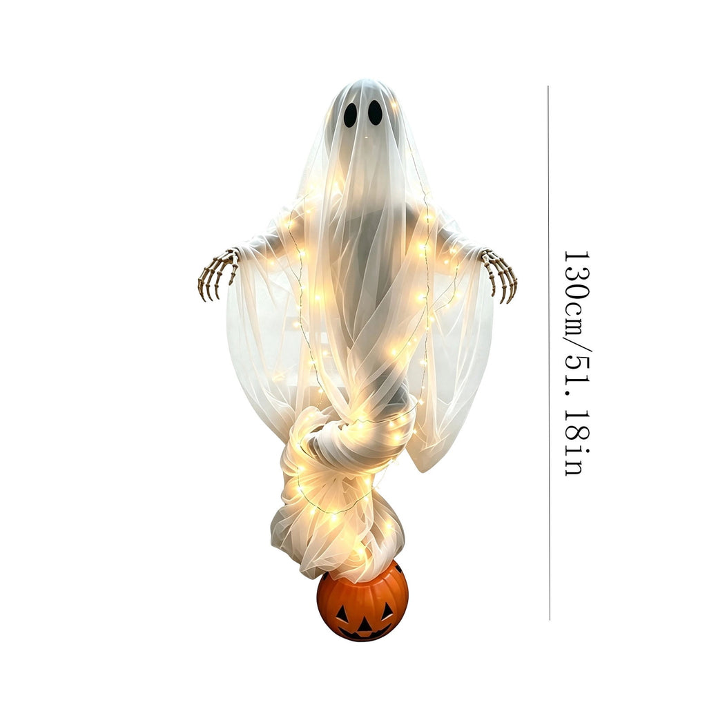Luckky Swirling Ghost Pumpkin Yard Lamp,Lighted Spooky Ghost Statue with Warm Light,Waterproof Outdoor Ornament for Porch,Pathway,Lawn & Garden,Fall Autumn Halloween Party Decor