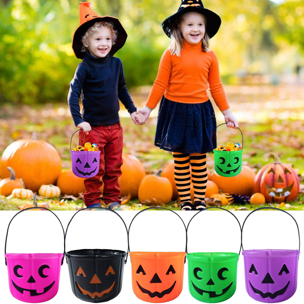 Kyusrd Trick or Treat Halloween Lantern Pumpkin Decoration Lighted Table Centerpieces Ornaments Spooky Pumpkin Prop Decor Decorative Wedding Candy Bowl Organizer Canisters