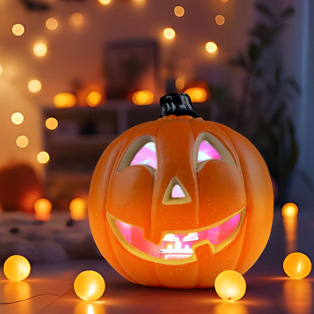 SRUILUO Halloween Light up Jack-O-Lantern, Fall Thanksgiving Pumpkin Light Decorations, Pumpkin Prop with LED Light, Halloween Tabletop Decorations Props for Indoor Outdoor Decor (No Battery)