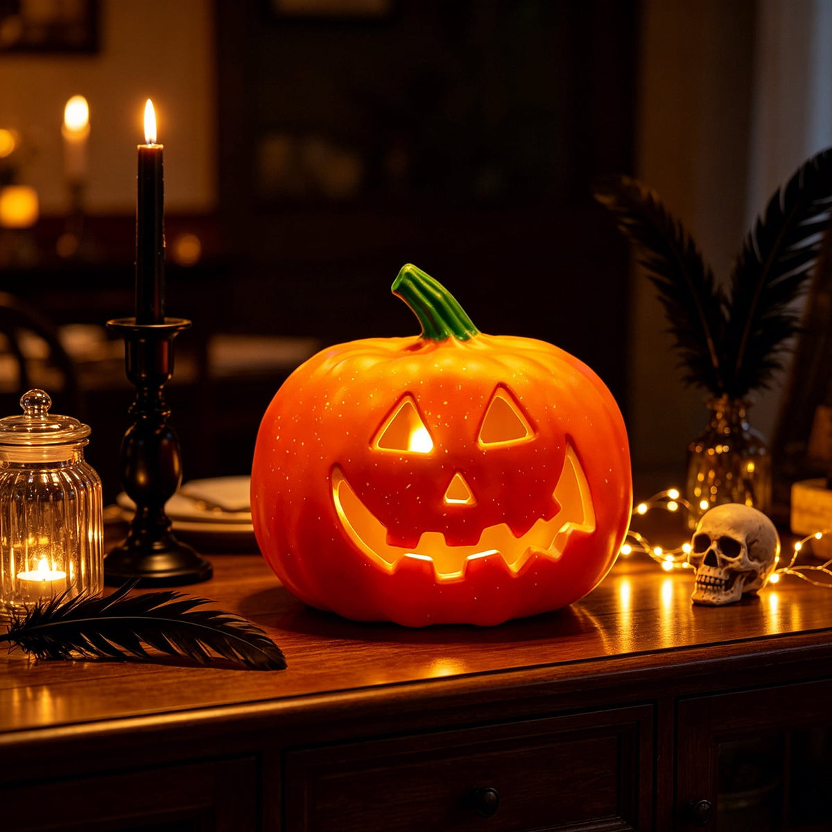 Halloween Lighted Pumpkin Large Plastic LED Pumpkin Decoration for Outdoor Yard Porch Home Storefront Shopping Mall Holiday Display Decor