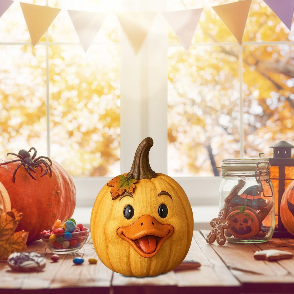 Farm Animal Pumpkin Figurines, Cute Funny Resin Cow Duck Sheep Pig Chicken Horse Statue, Autumn Fall Thanksgiving Halloween Table Centerpiece, Home Desktop Decor, 5-Inch