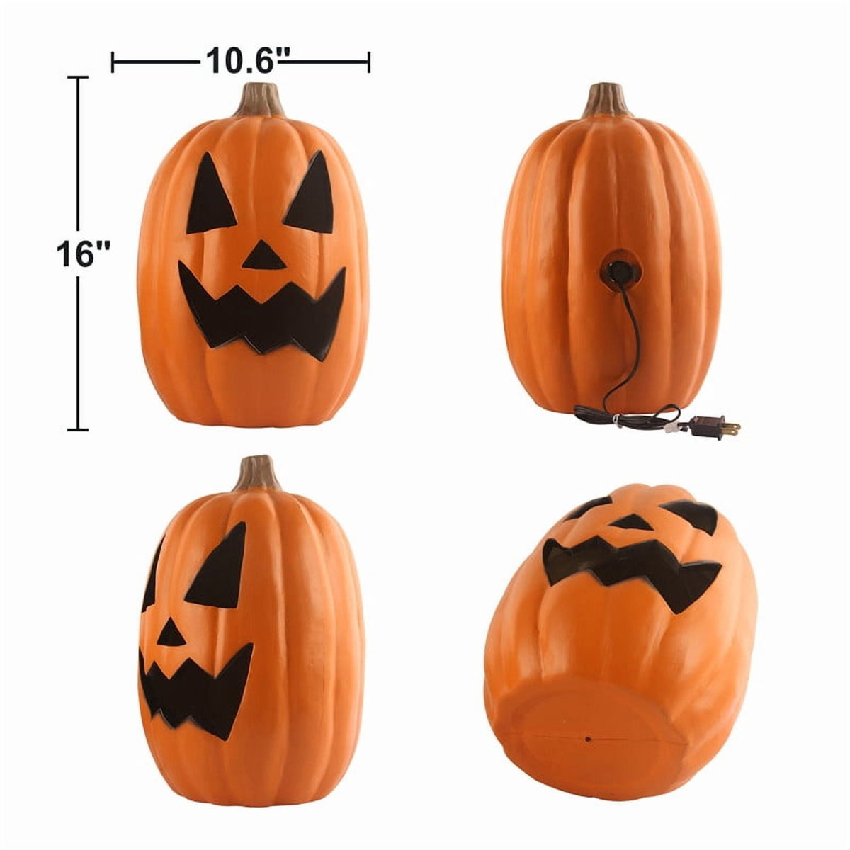 Every Moment Counts Waterproof 16" Glow Jack O'Lantern, Halloween Decorations, Led Pumpkin Lights, Waterproof Scare Light with Stake for Graveyard & Porch Terror, Outdoor Halloween Decor