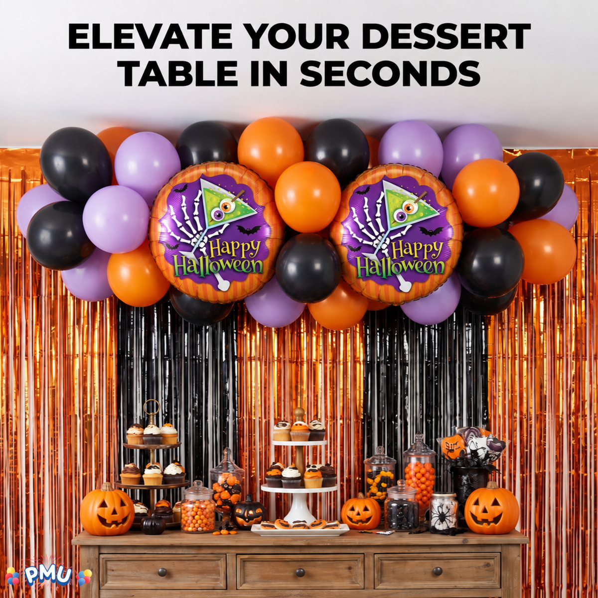 PMU Halloween Party Decoration "Happy Halloween" Jack Faces Aglow 18 Inch Mylar-Foil Balloon (1pkg) Pkg/1