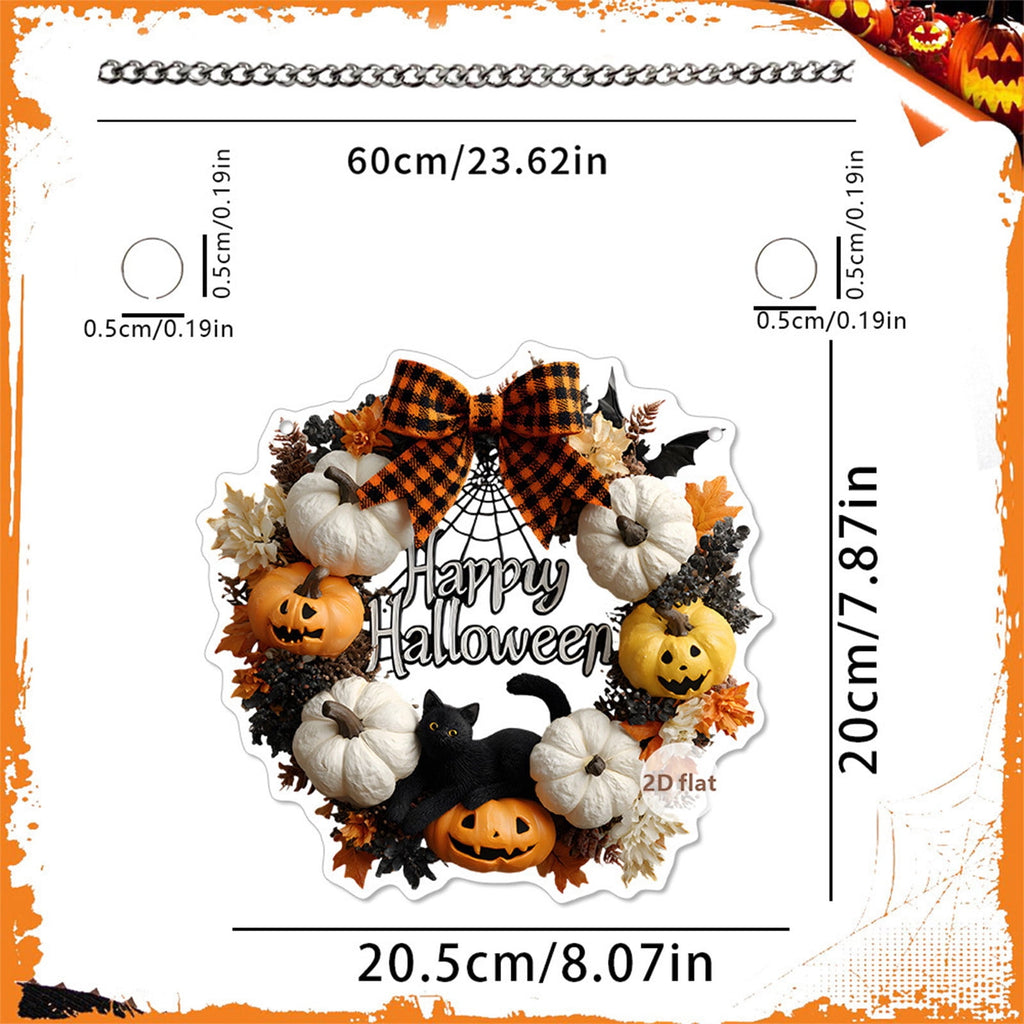 Halloween Fall 2D Pendant,2026 Front Door Pumpkin Skull Wreath,Maple Leaves Decorations Outdoor Indoor for Table Centerpiece Thanksgiving,Colorful Acrylic Round Disk Hanging Ornament,Window