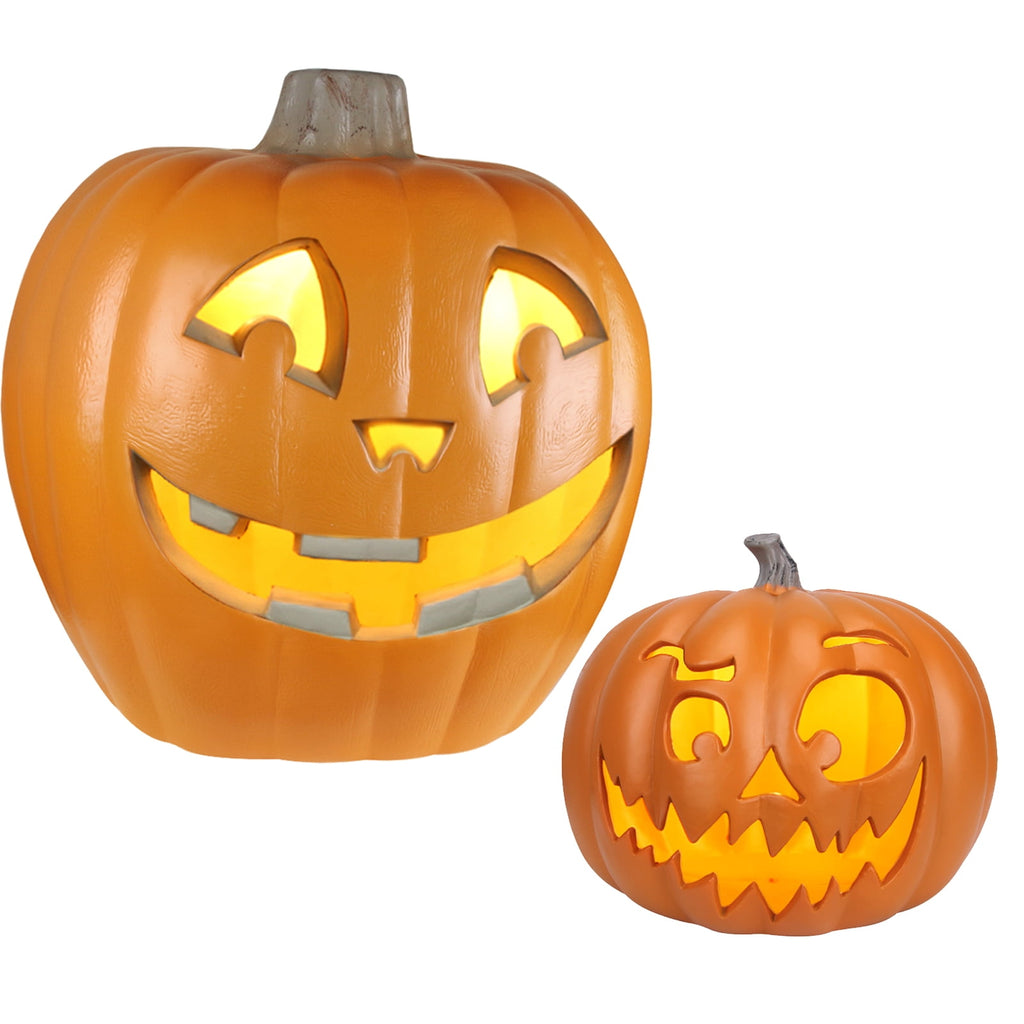 Gamexcel 3 Pack Light Up Jack O Lantern Pumpkins, 10/14/16 in Waterproof LED Halloween Decorations for Indoor Outdoor Porch Yard