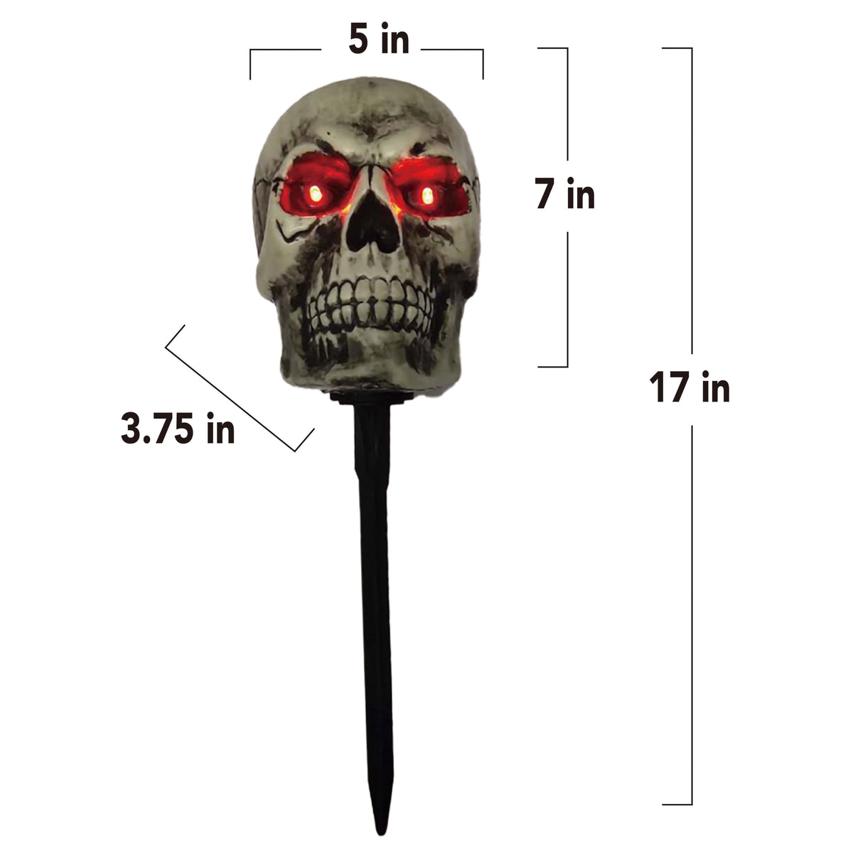 Outdoor Battery-Operated LED Skull Pathmarkers, 17", 3 Count, Halloween by Way To Celebrate