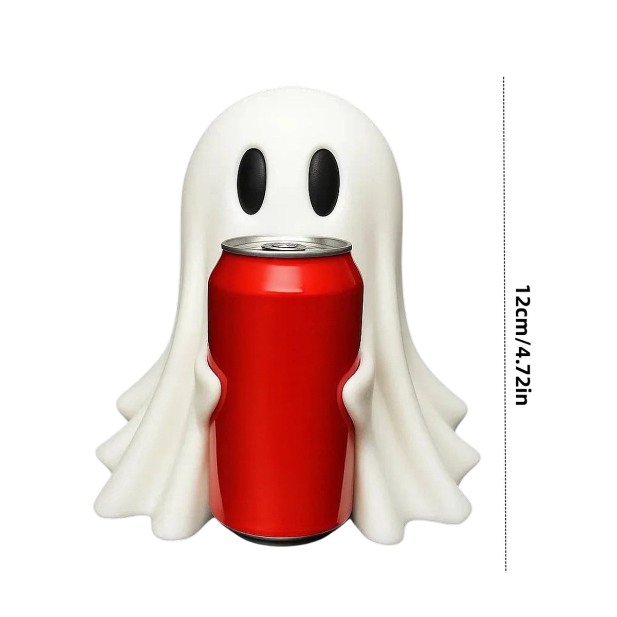 Halloween Ghost Figurine, Resin Lighted Ghost Ornament with Pumpkin Lantern & Beverage Cup, Tabletop Halloween Indoor Decor