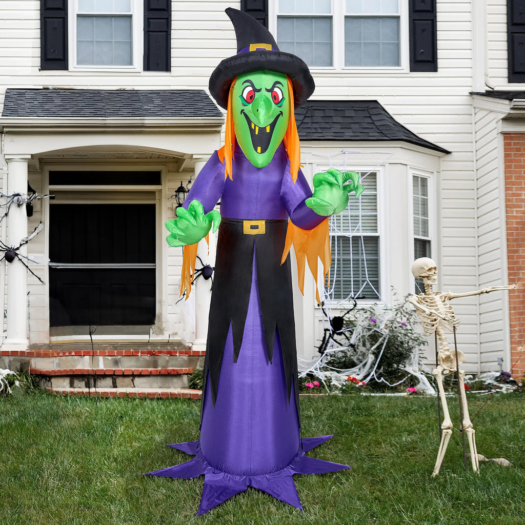 Joyfy 12 ft Giant Halloween Inflatable Pumpkin Ghost Vampire with Skull Decoration with Built-in LEDs,Ghost Halloween Decorations Outdoor Blow Up Yard Lawn Decoration