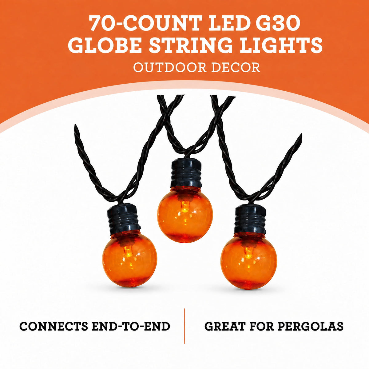 Indoor/Outdoor 70-Count LED G30 Globe String Lights, Multicolor, 21', Halloween by Way To Celebrate