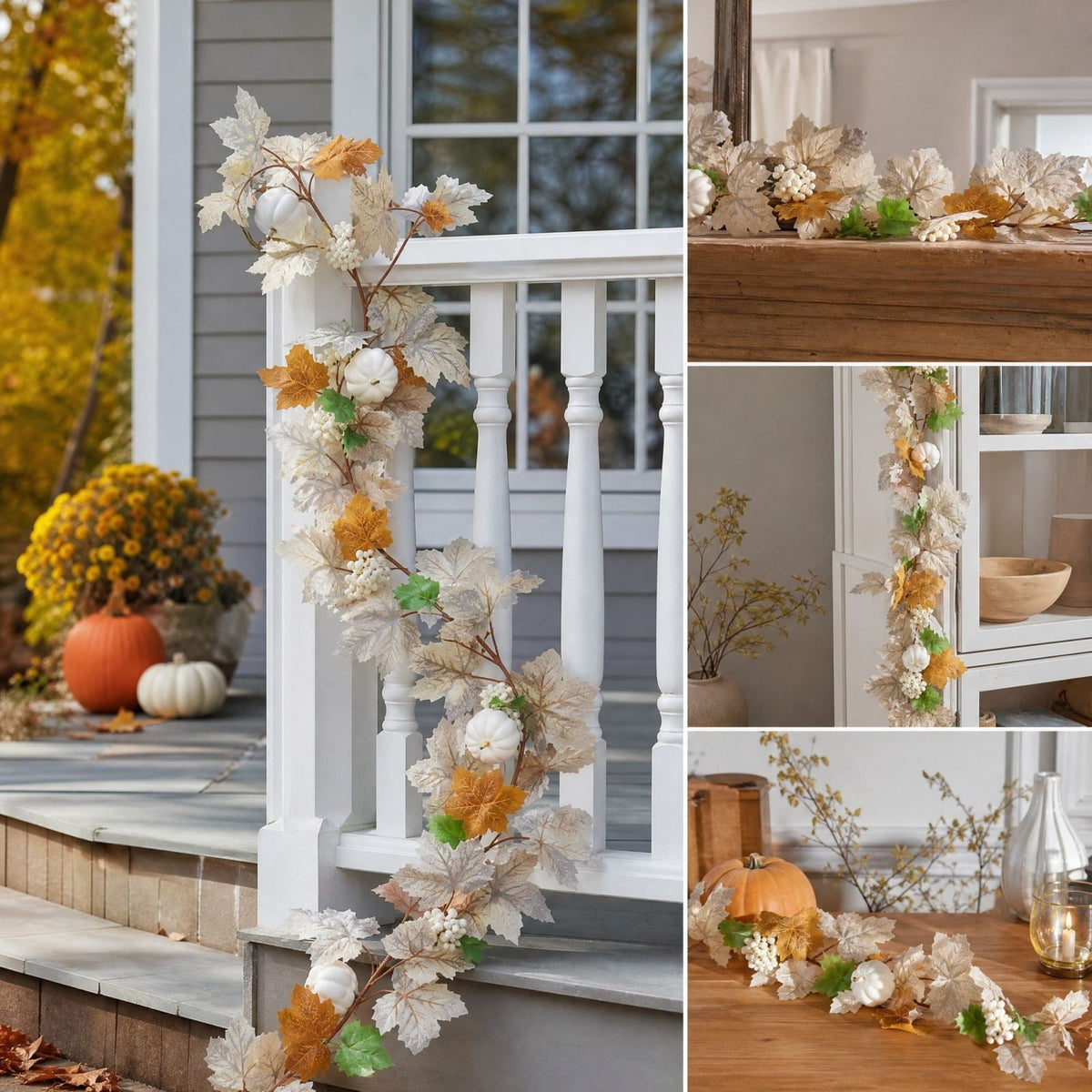 Spring Artificial Flowers Garland, 70 inch Fake Eucalyptus Vine Cherrys Blossoms Hanging Garland Rattan for Mantle Fireplace Wedding Indoor Outdoor Home Decor