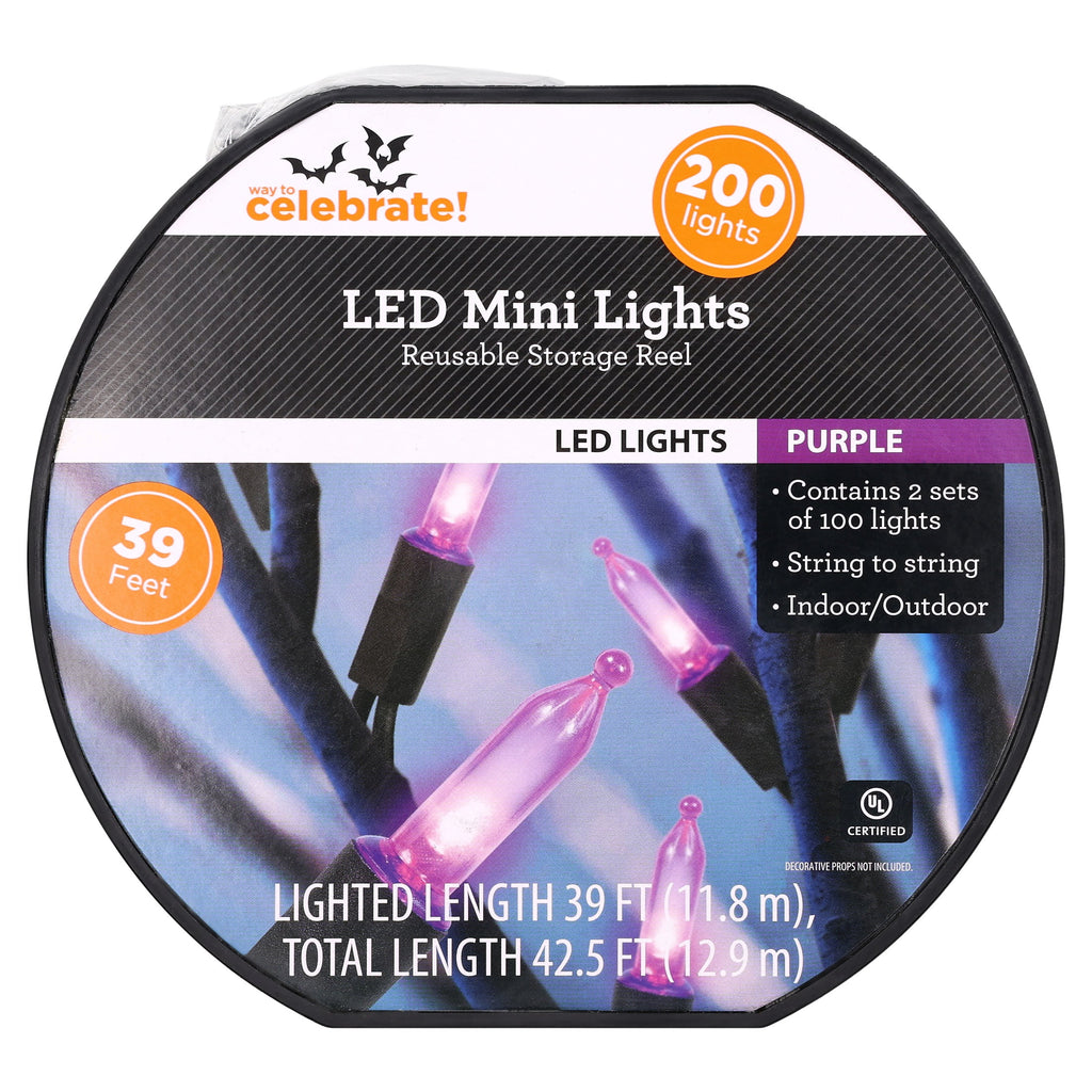 Indoor/Outdoor 200-Count LED Mini String Lights, Multicolor, 39', Halloween by Way To Celebrate