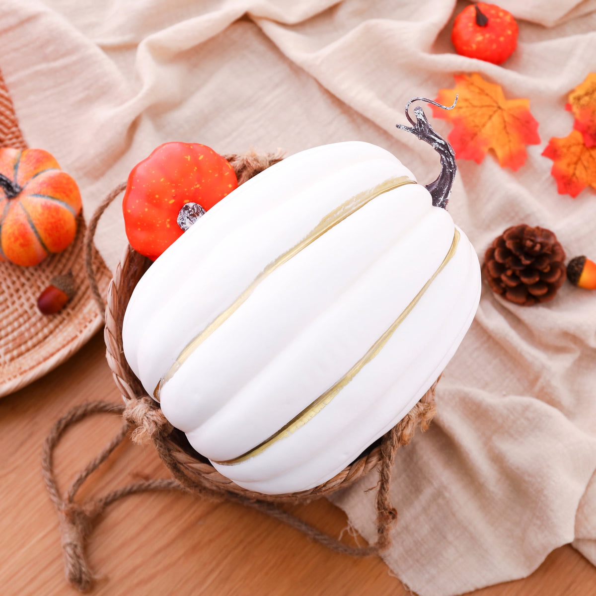 RUINIXCW 8 Inch Large Artificial Pumpkins Fall Decorations Thanksgiving Halloween Pumpkins Giant Fake Pumpkins Foam Pumpkins Autumn Harvest Home Decor