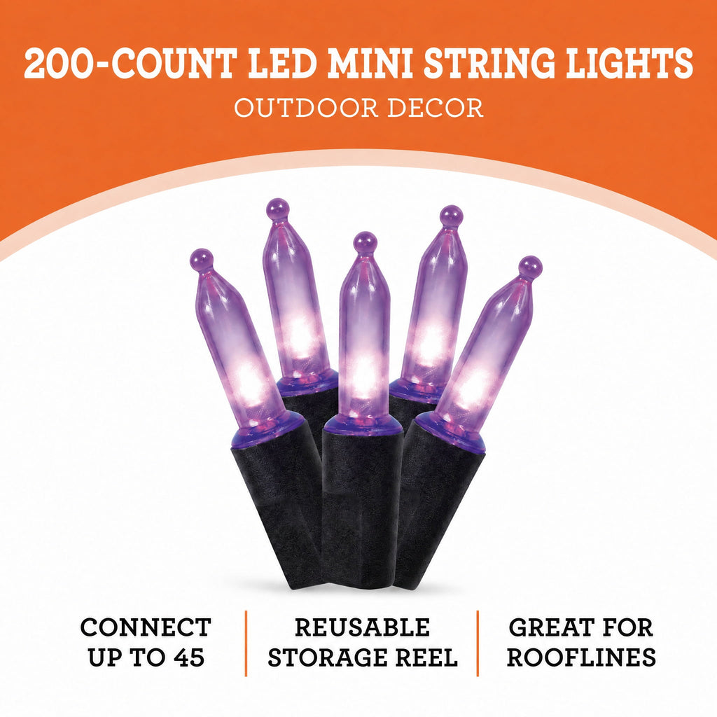 Indoor/Outdoor 200-Count LED Mini String Lights, Multicolor, 39', Halloween by Way To Celebrate