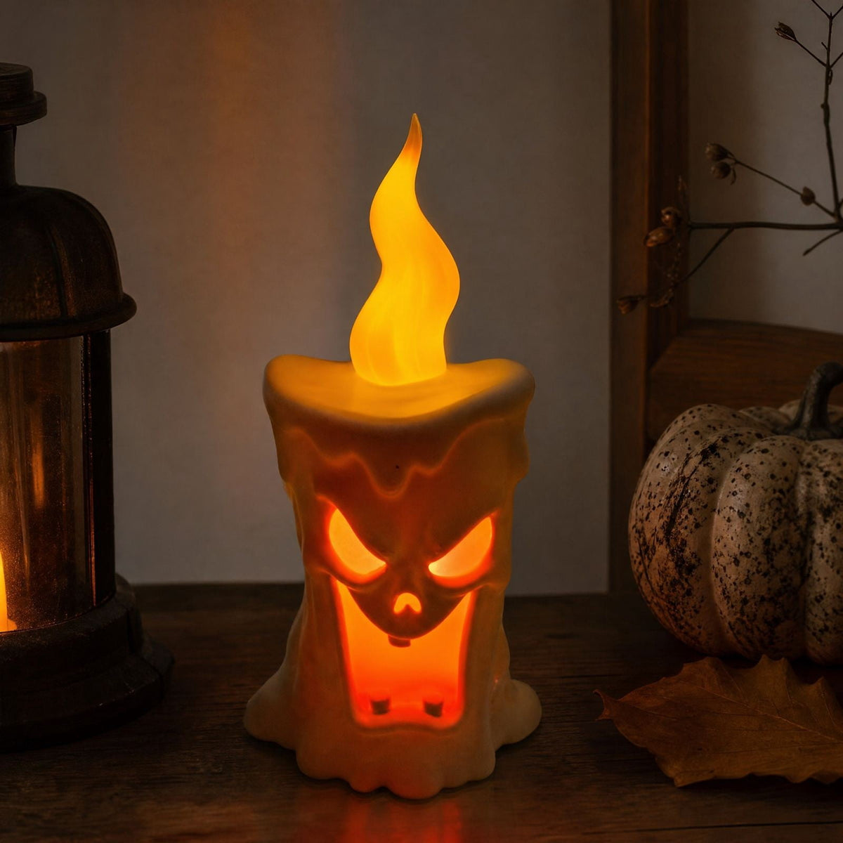 Halloween Pumpkin Night Light With Witch Hat Acrylic LED Tabletop Ornament, Spooky Glowing Figurine for Home Party Bedroom Holiday Decoration