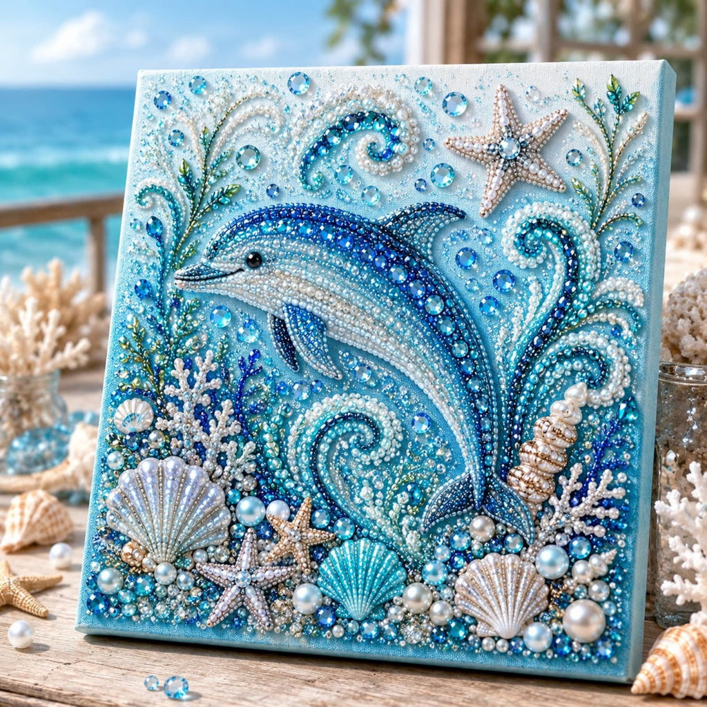 JWZZYD DIY Christmas Pearl Painting Art Kit with Frame, 9.8" Christmas Pearl Beads Art Craft Set, Gemstone Dots Beads for Holiday Christmas Wall Decor, Decoration Gift(Reindeer)