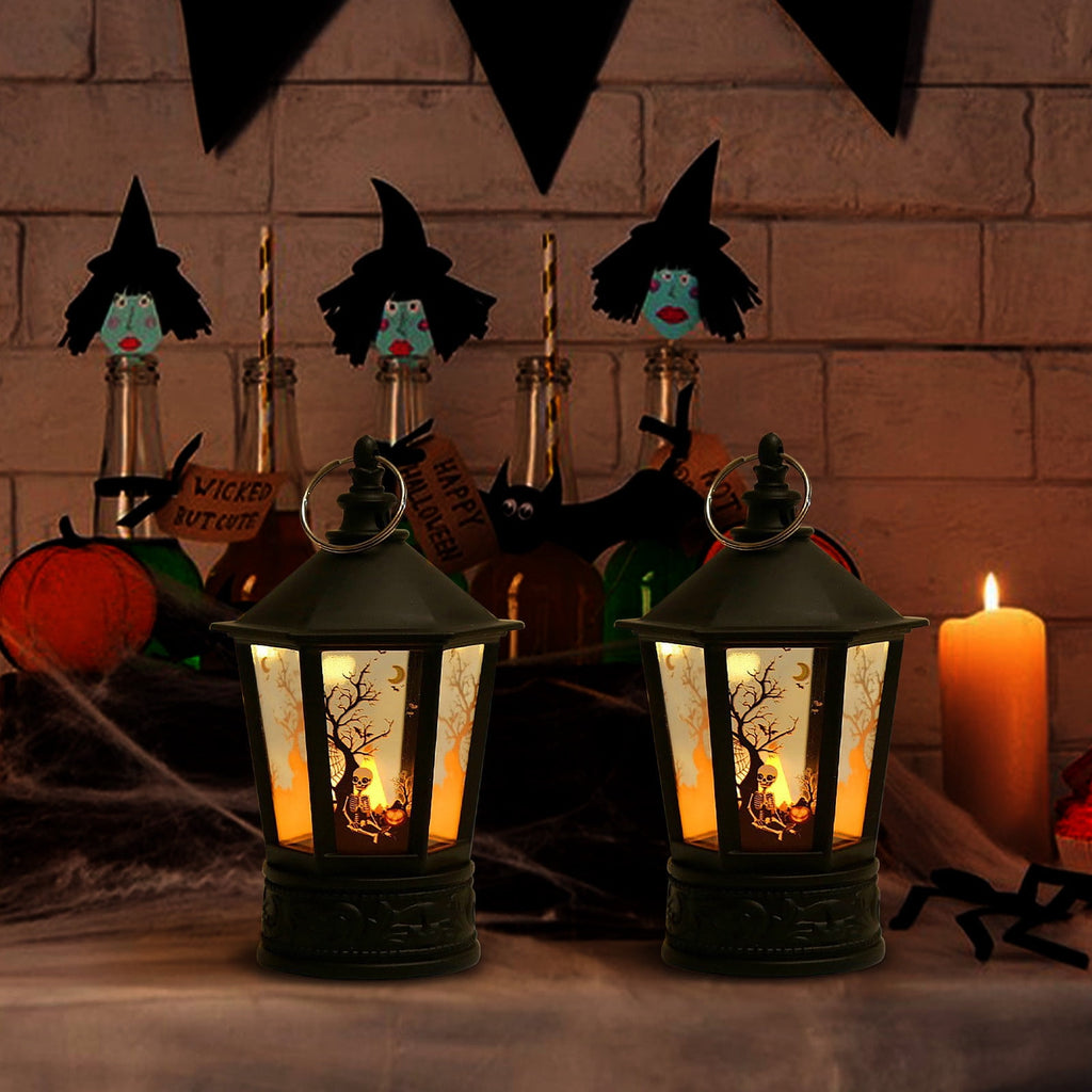 Halloween Lanterns Pumpkin Skull Decorations, Battery Operated Light, Indoor Party Decor for Halloween Table Centerpieces