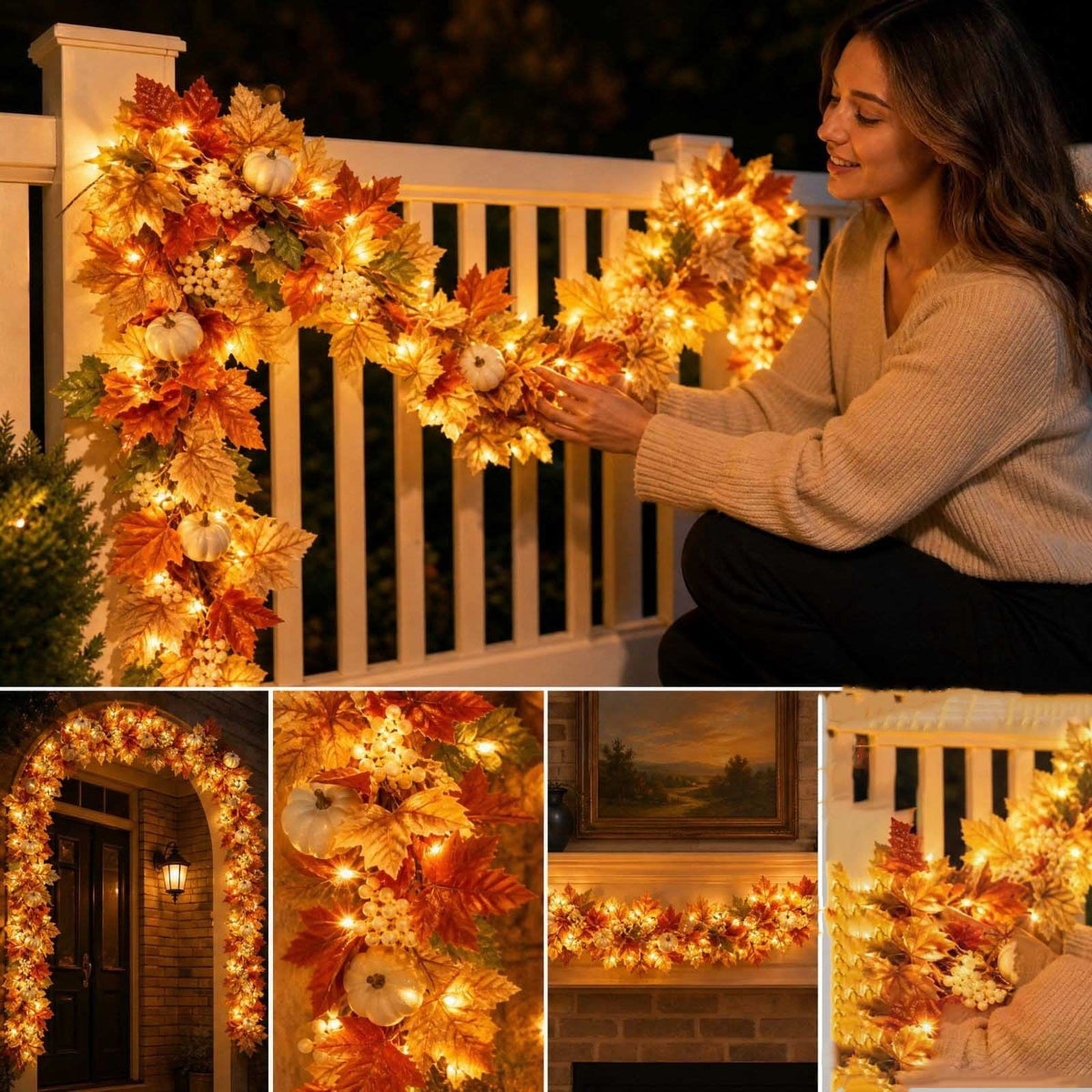 Spring Artificial Flowers Garland, 70 inch Fake Eucalyptus Vine Cherrys Blossoms Hanging Garland Rattan for Mantle Fireplace Wedding Indoor Outdoor Home Decor