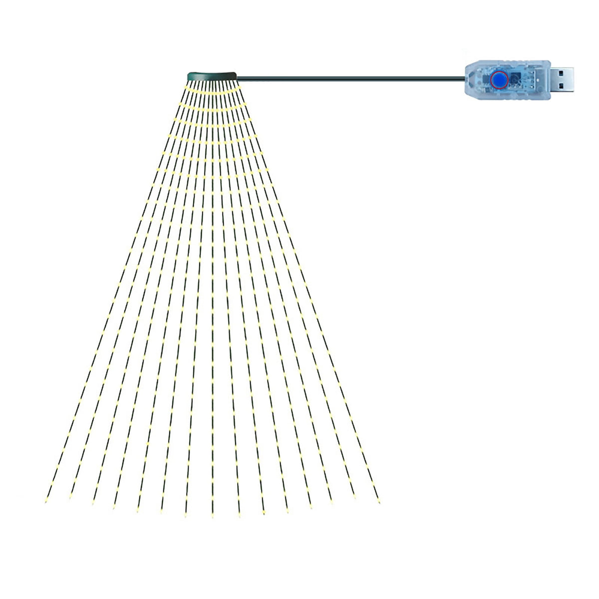 AYktou Christmas Tree Lights 6.56ft 16 Lines LED Waterfall Lights Waterproof Xmas Tree Topper Lights with Remote and USB Powered Christmas Lights for Halloween Xmas Year Holiday,Colorful