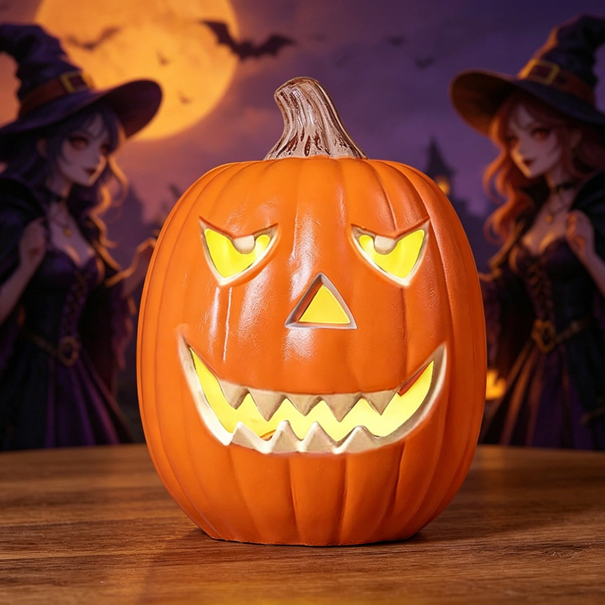 Tdxkok Halloween Large Plastic LED Light Up Pumpkin Outdoor Yard Porch Home Storefront Mall Holiday Display Decoration Ambient Lighting Lantern