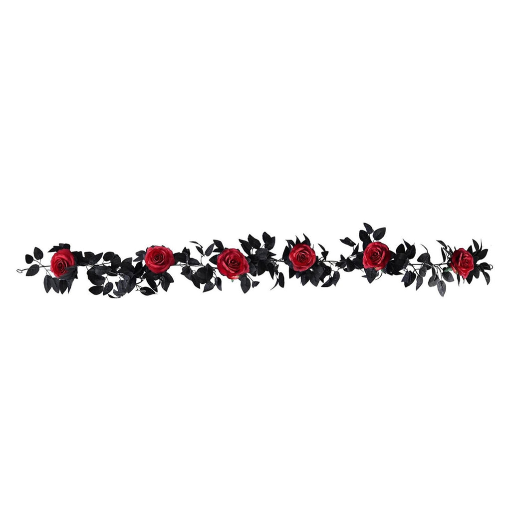 Clearance Gunhay Fall Decor Fall Decorations for Home, Black Decorations Halloween Garland, Fall Wall Hanging Rose Leaves, Artificial Black Rose Leaf Vine, Halloween Decorations for Home