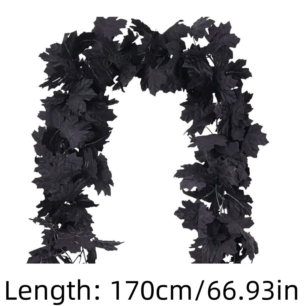 Halloween Black Garland with LED Lights 70.87 Inch Gothic Foliage for Mantel Stair Halloween Party Home Indoor Decor