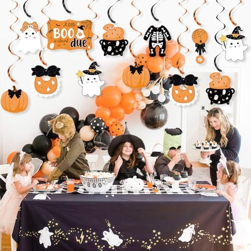 20 Piece Halloween Baby Shower Hanging Swirls Orange Ghost Pumpkin Decorations