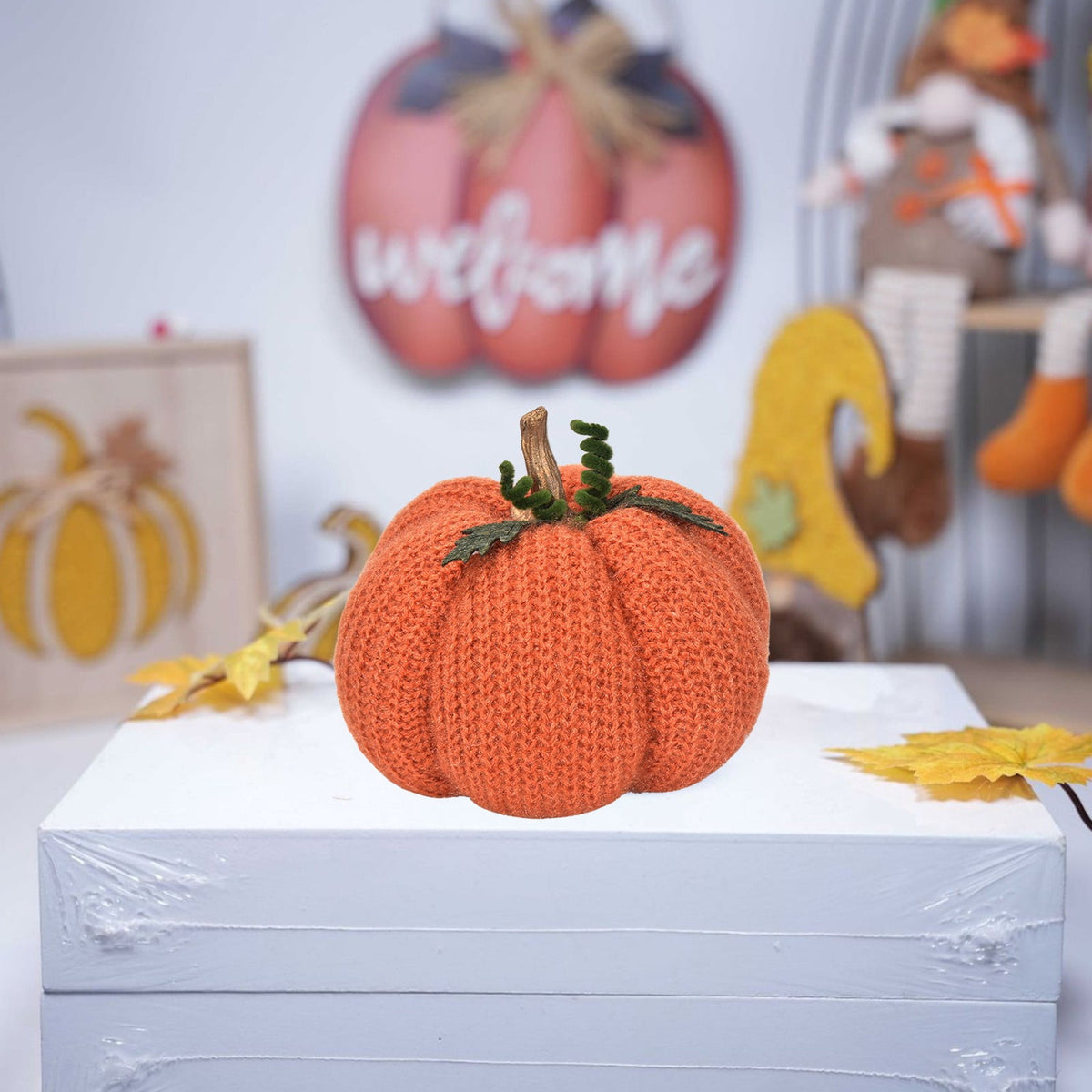 Taotanxi Fall Mini Crochet Pumpkins Seasonal Knit Decorative Pumpkins for Crafts Rustic Decor Farmhouse Decorative Fall Thanksgiving Centerpiece Table Decorations for Mantel Kitchen Gift