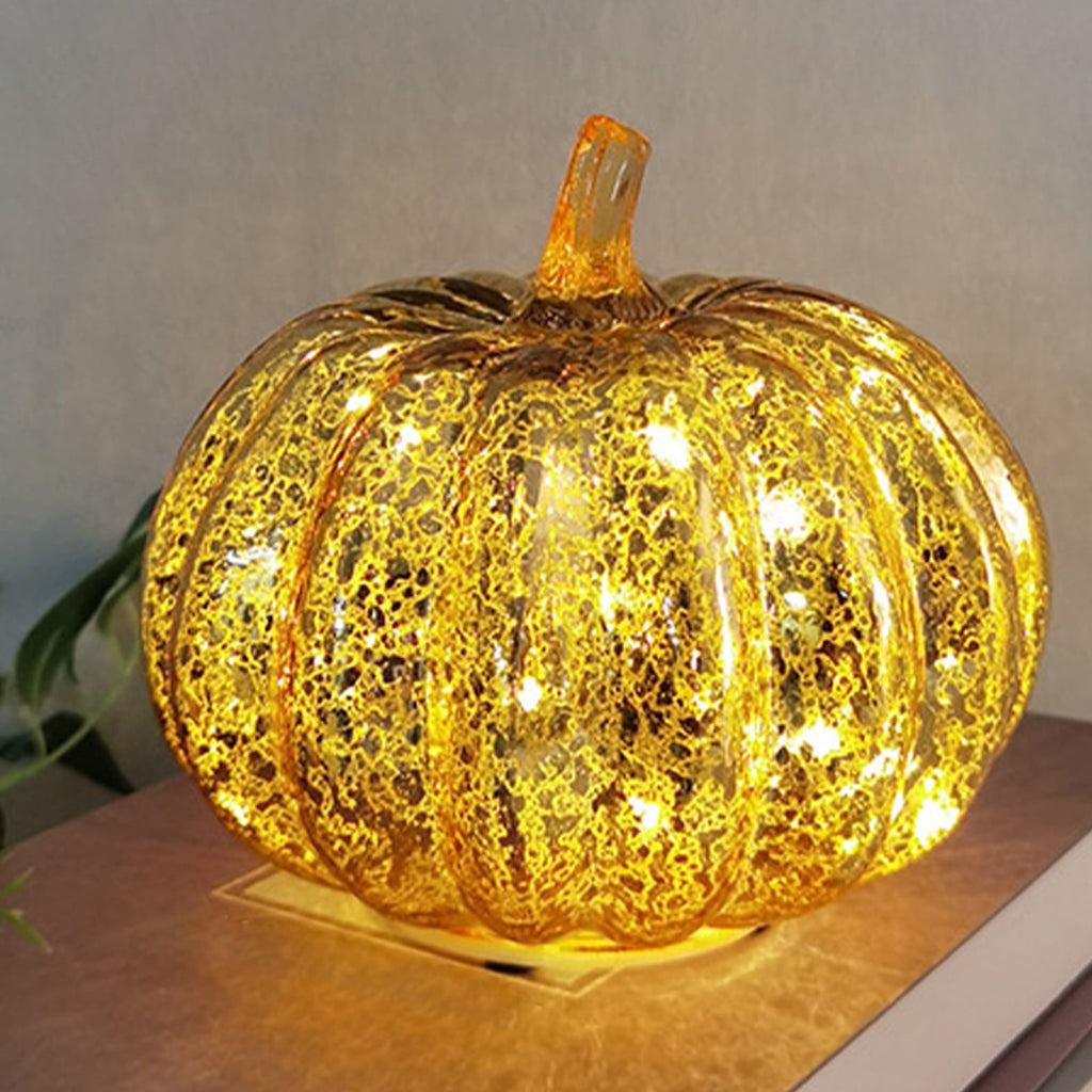Halloween Lamp Decorations, 2026 New Pumpkin Light, Cute LED Pumpkin Figurine, Sparkling Night Glass Pumpkins Lamp for Shelf Mantel Fireplace Party Indoor Outdoor Fall Holiday Decor