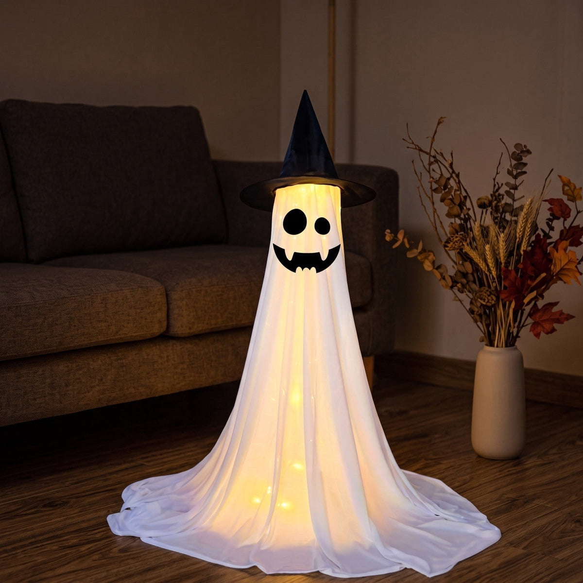 Halloween Ghost Candy Bowl Large Light Up Floor Stand with Remote Control for Halloween Party Treat Display and Trick Or Treat Setup