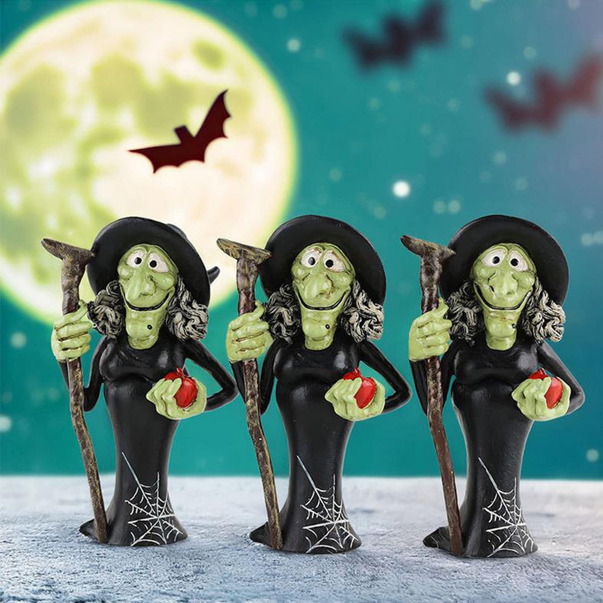 Konghyp Halloween Pumpkin Decorations, Cat Witch Ornaments, Holiday Home Decor, Tabletop Resin Figures, Perfect for Festive Celebrations and Autumn Decorations