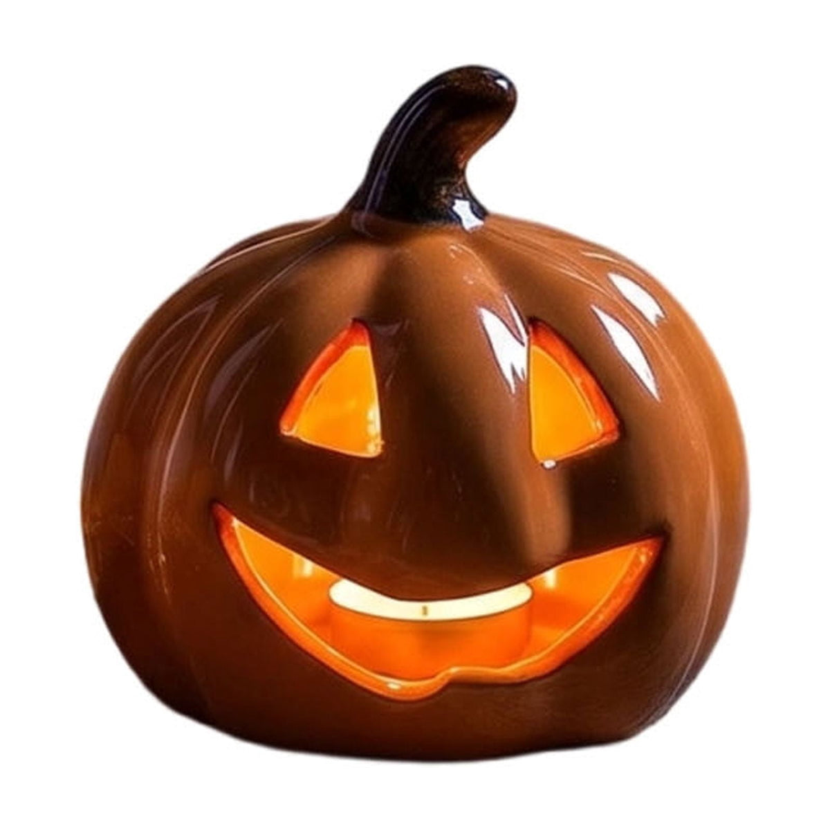 LEFXSMR Pumpkin Night Light, Ceramics Glowing Pumpkin Decor with Led, Waterproof Halloween Light for Home Holiday Desktop Decor