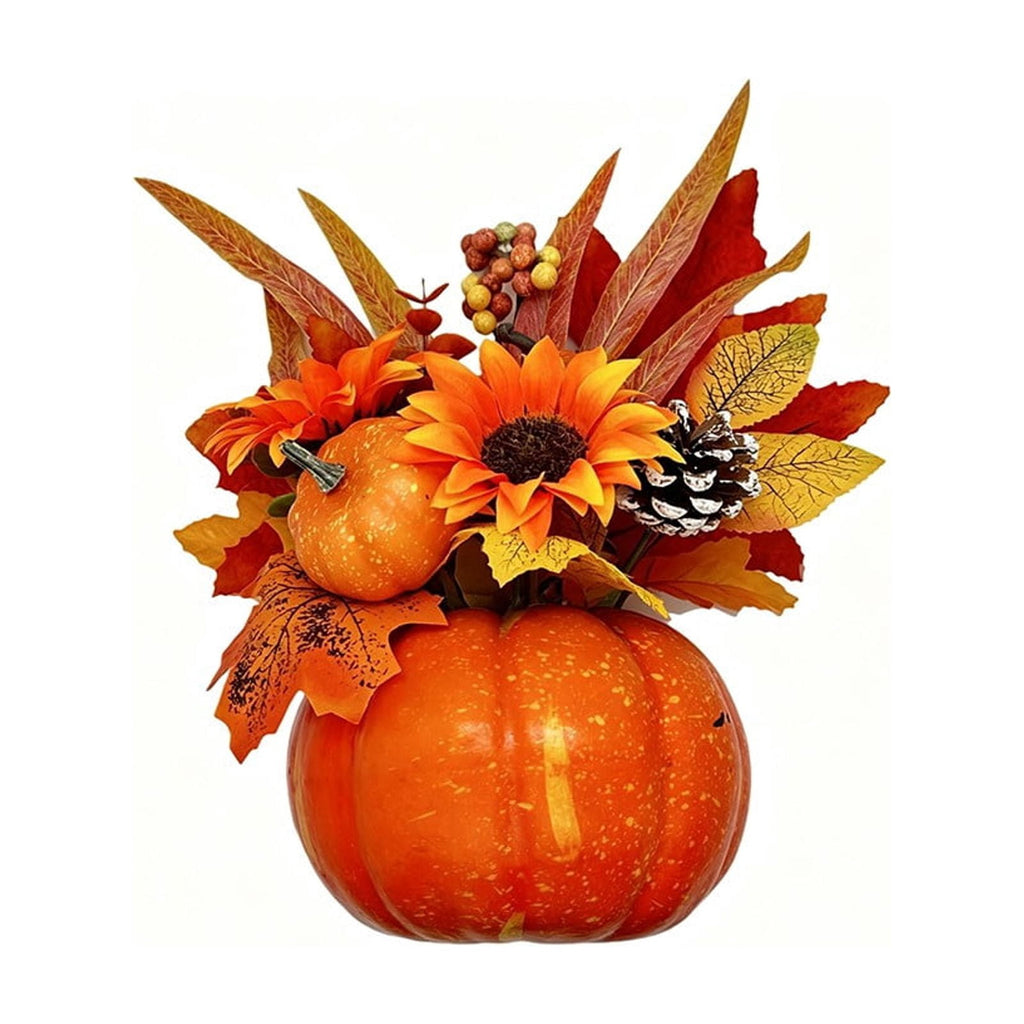 Pumpkin Decor with Artificial Flower Sunflowers Fall Decorations for Home Tabletop Kitchen Party Thanksgiving Harvest