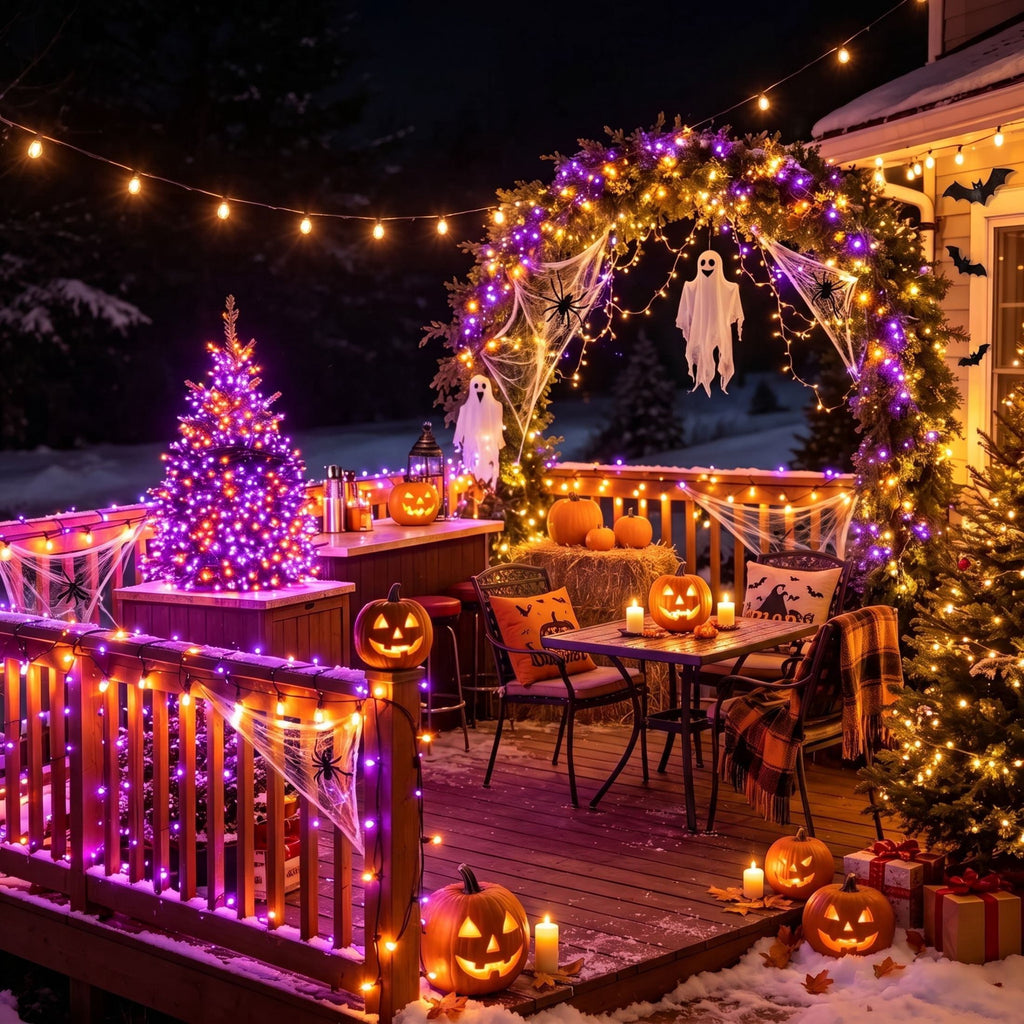 Scidweet Halloween String Lights, 105 FT 300 LED Twinkle Fairy Lights for Indoor Outdoor Halloween Decorations, Purple