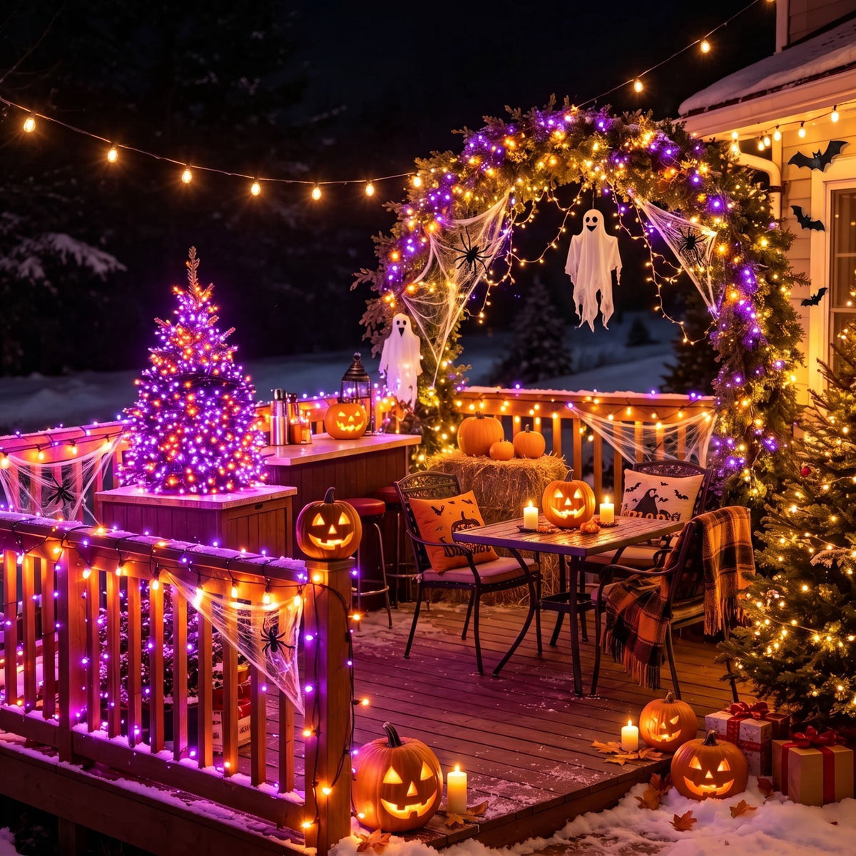 Scidweet Halloween String Lights, 105 FT 300 LED Twinkle Fairy Lights for Indoor Outdoor Halloween Decorations, Purple