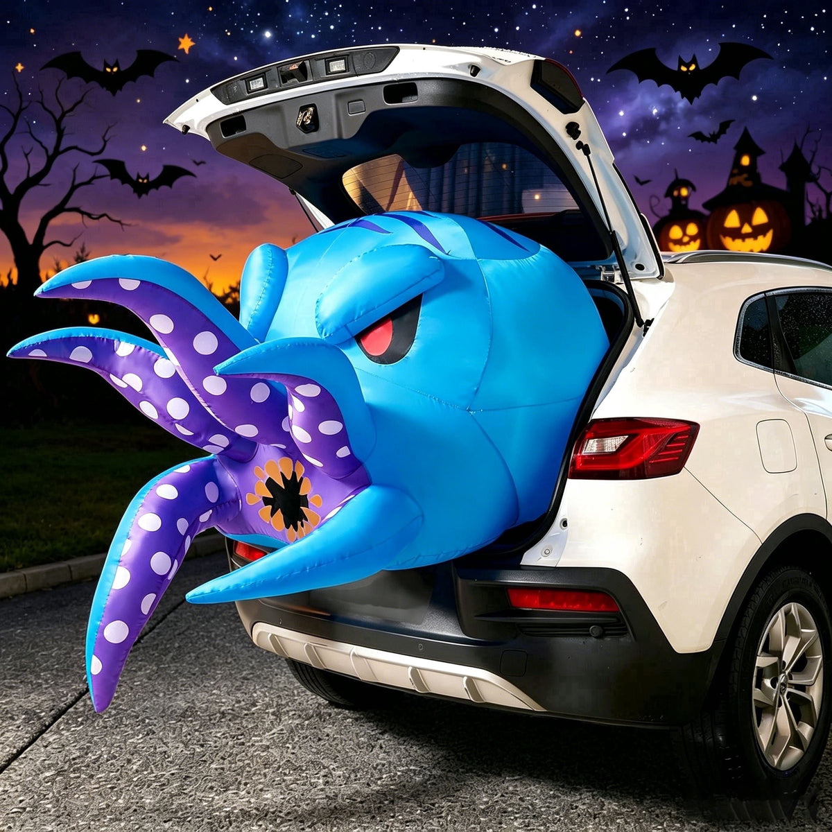 Joyfy 5 FT Halloween Inflatable Ghost Decoration with Colorful LEDs,Trunk or Treat Car Decorations Kit Ghost Trio with Built-in LED Light for Halloween Party Indoor,Outdoor,Yard,Garden Decor