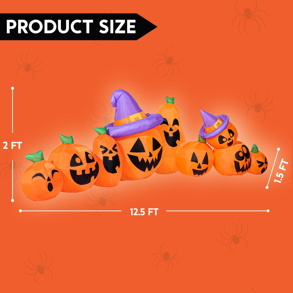 Joyfy 10 Ft Tall Halloween Inflatables Pumpkin,Giant Pumpki Blow Up Decor with Built-in LED Lights,Outdoor Decorations for Yard,Lawn,Garden
