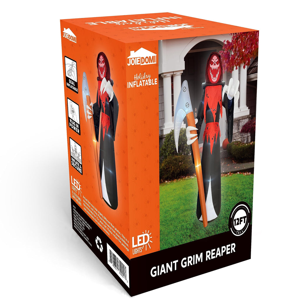 Joyfy 12 ft Giant Halloween Inflatable Pumpkin Ghost Vampire with Skull Decoration with Built-in LEDs,Ghost Halloween Decorations Outdoor Blow Up Yard Lawn Decoration
