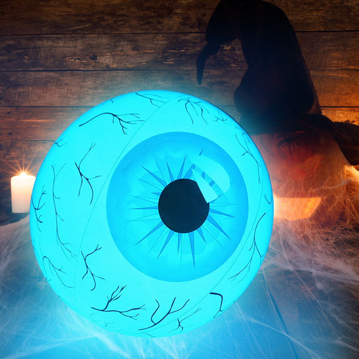 Kumdkd 15.7" Halloween LED Eyeball Inflatable Decor - Color Changing Party Balloon with Remote Control for Indoor/Outdoor Scary Decorations