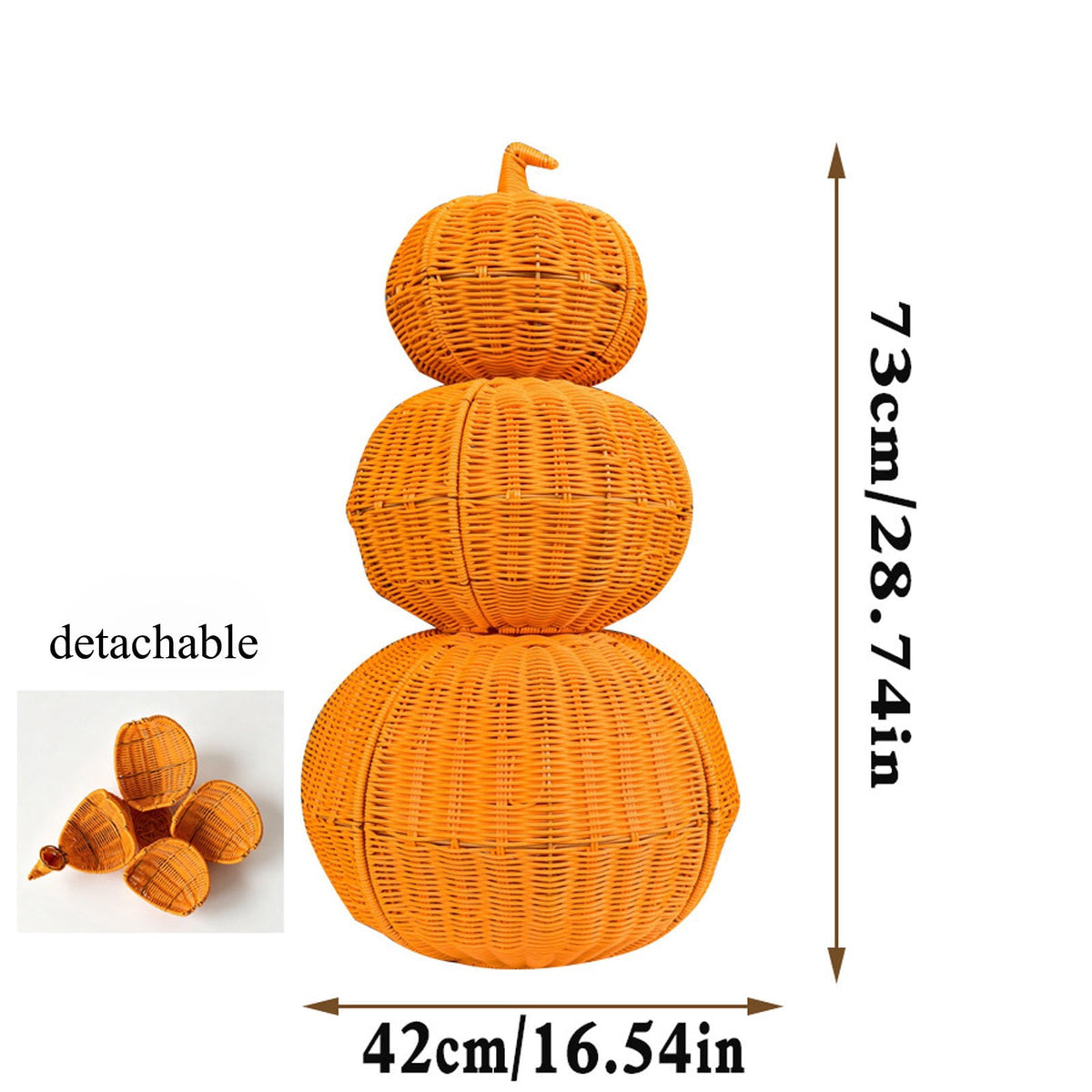 Handmade Rattan Pumpkin Decorations For Halloween Outdoor Fall Party Scene Set Of 3 In Natural Wood Tone